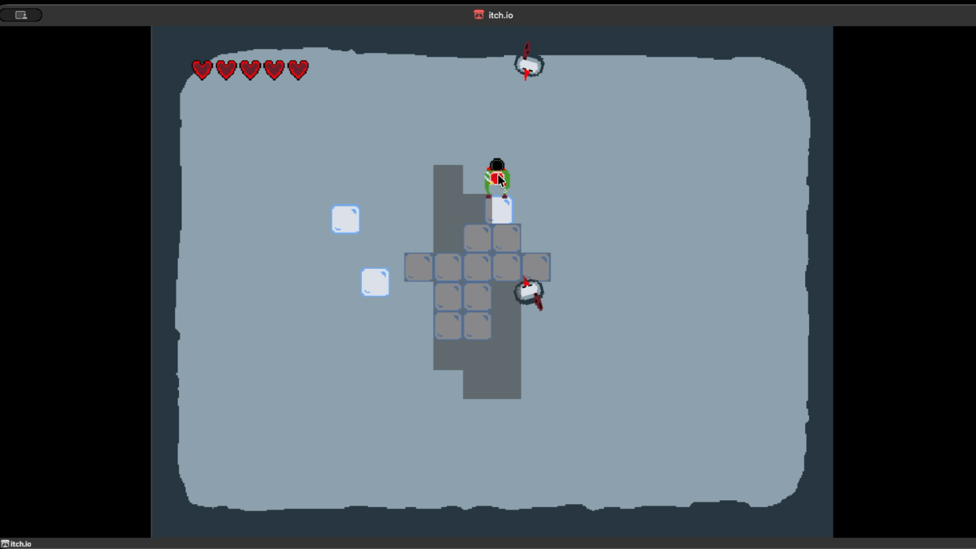 Frozen blocks being snapped together to form an 8-bit image.